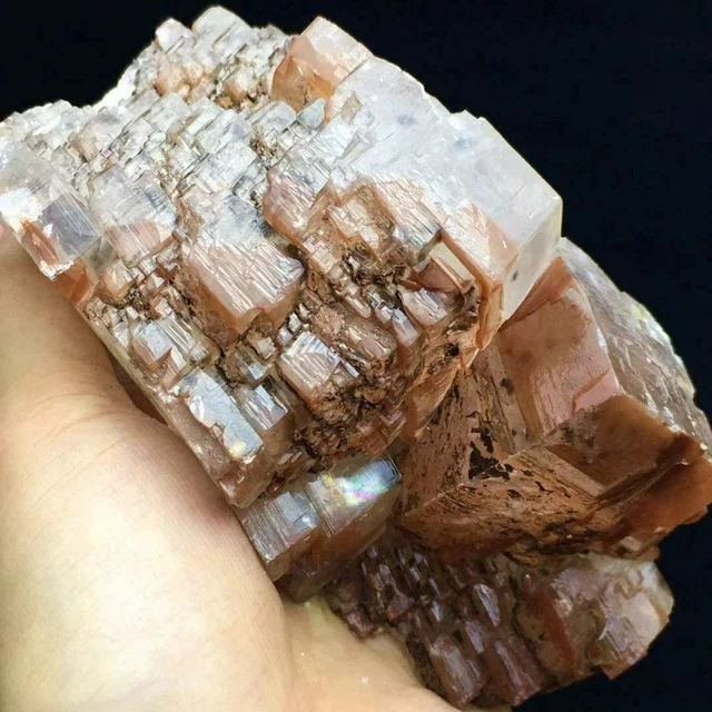 441g New Find Red Cubic Ladder Calcite Crystal Cluster Mineral Specimen