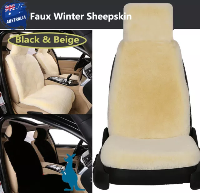 Faux Winter Sheepskin Warm Car Seat Covers 2 Seat Front Row Cushion Wool for BMW