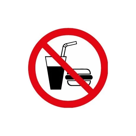 Interdiction de manger et boire panneau autocollant sticker adhesif Taille:8 cm