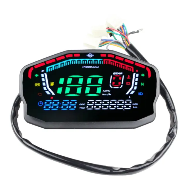Motorcycle Speedometer Odometer Digital LED Adjustable Meter Gauge 2-cylinder