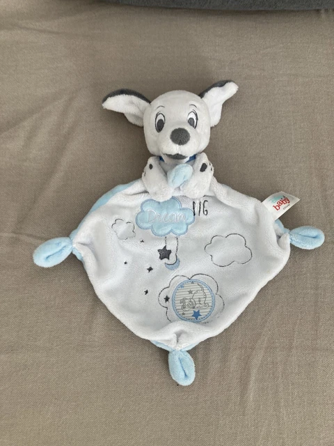 Doudou Dalmatien bleu blanc gris Big dream DISNEY BABY Comme Neuf