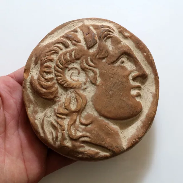 Scarce-Ancient Greek Terracotta Ornament Depicting Lycimachus - Both Sides - Ca