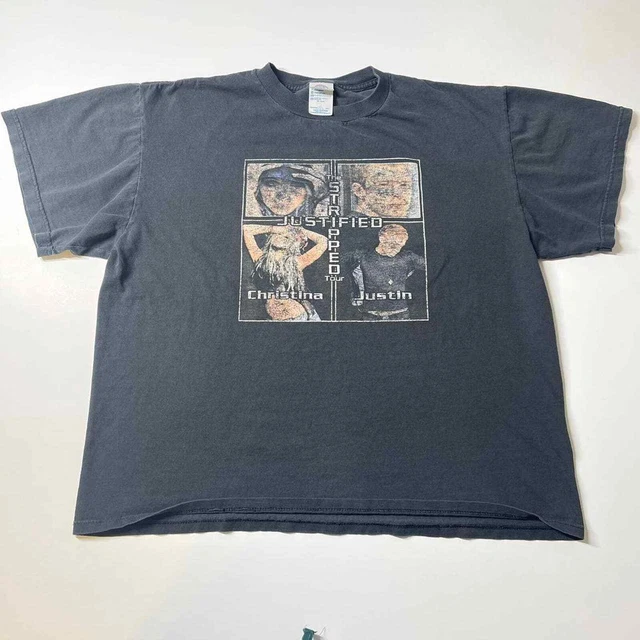 Justified Stripped Tour Tee Justin Timberlake Christina Aguilera L Y2K