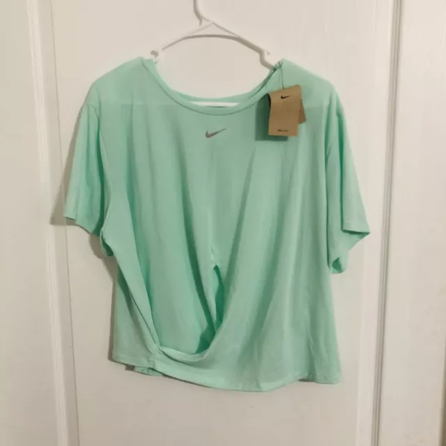 Brand New Nike Dri-Fit Women's One Luxe Training Top Twist Cropped Green Sz XXL