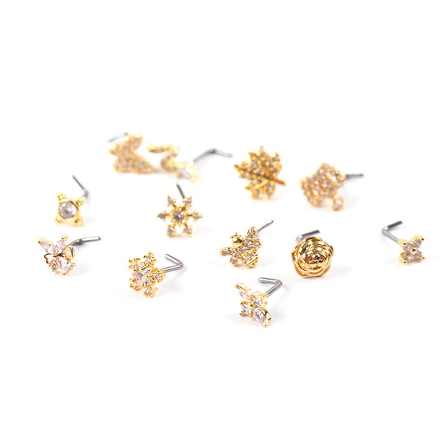 Zircon Butterfly Rose Crown Snake Nose Rings Nose Piercing Stainless Steel N, PF