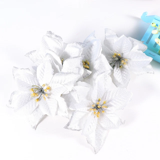 6 pz mini Poinsettia porta anteriore natalizia con fiore corona fai da te