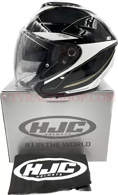 HJC i30 Slight Open Face Helmet Black/White XL - (0837-1009-07)