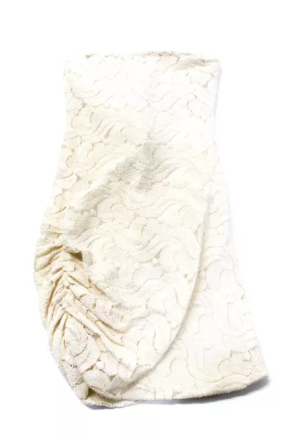 ALC Womens White Nude Cotton Lace Ruched Strapless Mini Bodycon Dress Size 2