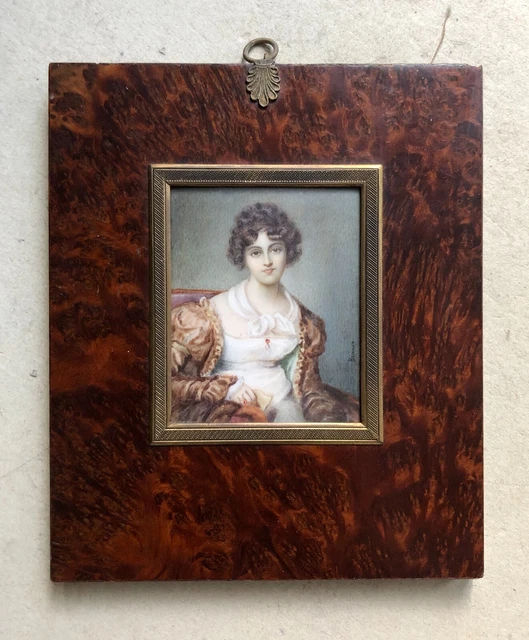 Peinture Miniature Signée Jean Henri Benner, Portrait De Femme, Début XIXe