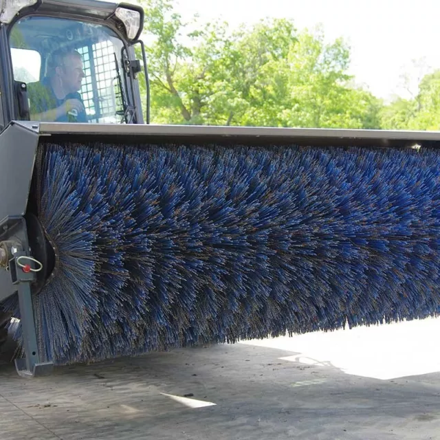 Skid Steer 72" Wide Power Angle Broom by Jenkins, 32" Brushes Poly/Wire Combo