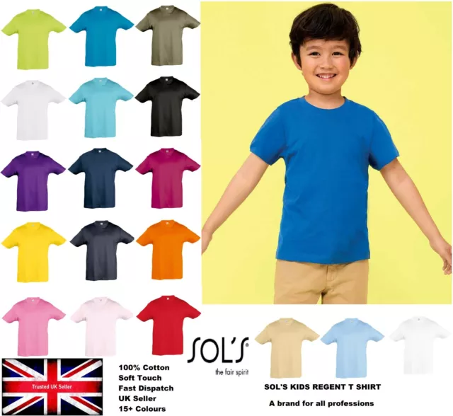 Boys t shirt Kids Children Plain tshirt -  SOL'S T shirts school PE Tee T SHIRTS