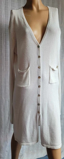 Gilet Long Femme En Laine Alain Manoukian - Couleur écru, Taille M, Occasion Très Bon état