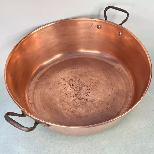 Vintage French Rustic Country Kitchen Large Copper Preserve or Jam Pan