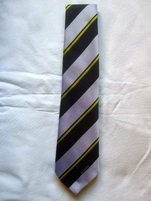 Nottingham High School Sports Sporting Tie Black Silver Yellow Stripes New