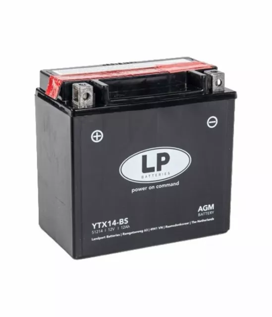 LANDPORT - Batterie Moto YTX14-BS étanche AGM 12V / 12Ah ( BTX14-BS / GTX14-BS )