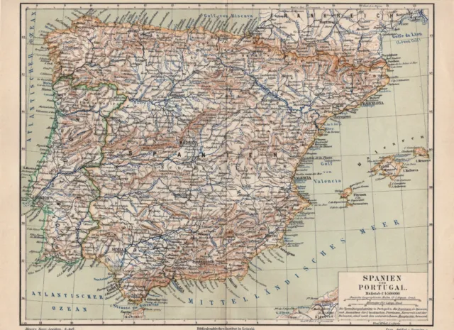 Spain Portugal Mallorca Ibiza Granada Andalusia Balearic Islands Map From 1889