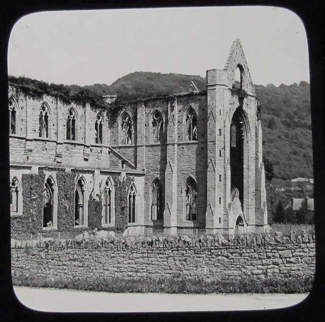Glass Magic Lantern Slide TINTERN ABBEY EXTERIOR NO3 C1900 PHOTO WALES