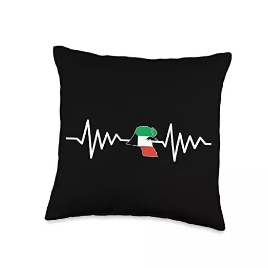 Kuwait State map National Day 25-26 February-Heart Beat Throw Pillow, 16x16