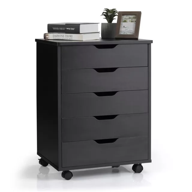 5 Drawer Mobile Filing Cabinet Document Organiser Storage Office File Cupboard