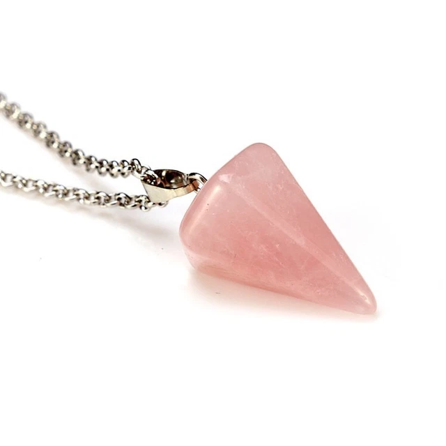 Gemstone Natural Crystal Quartz Healing Point Chakra Stone Pendant Necklace