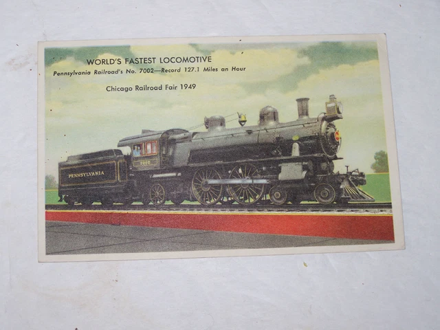 Chicago Railroad Fair 1949 Worlds Fastest Locomotive Postmarked From Fair 1949