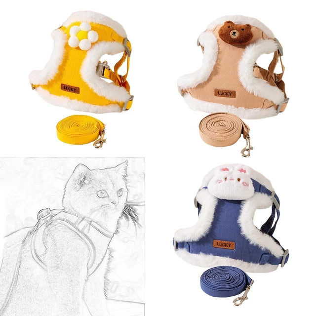 Cat Harness and Leash Adjustable Kittens Vest Easy Control with Reflective Strip