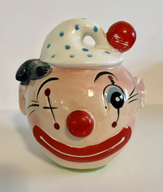 Rare Vintage Japan Happy Clown Head Bank Ceramic No Stopper 1960’s Made In Japan