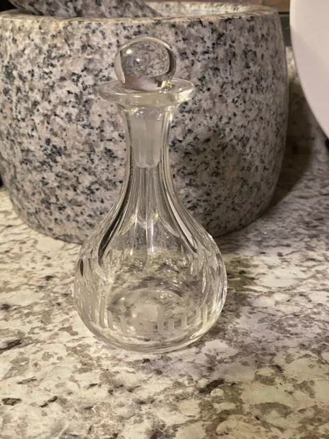 VERY RARE Victorian Georgian CUT Glass miniature Engraved WHISKEY Decanter GLOWS