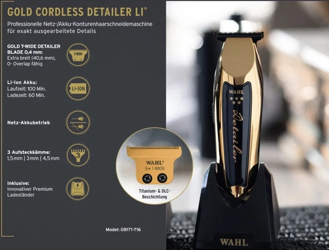 Wahl Gold Cordless Detailer Li Netz -/Akku Konturenhaarschneidemaschine 0,4 Mm