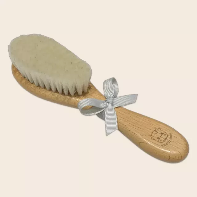 Moccy Moo Natural Bristle Wooden Baby Hair Brush - Super Soft - Newborn+ - Bnib