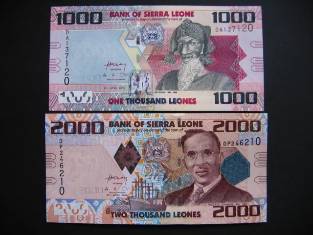 SIERRA LEONE  1000 + 2000 Leones 27.4.2010  (P30 + P31)  UNC