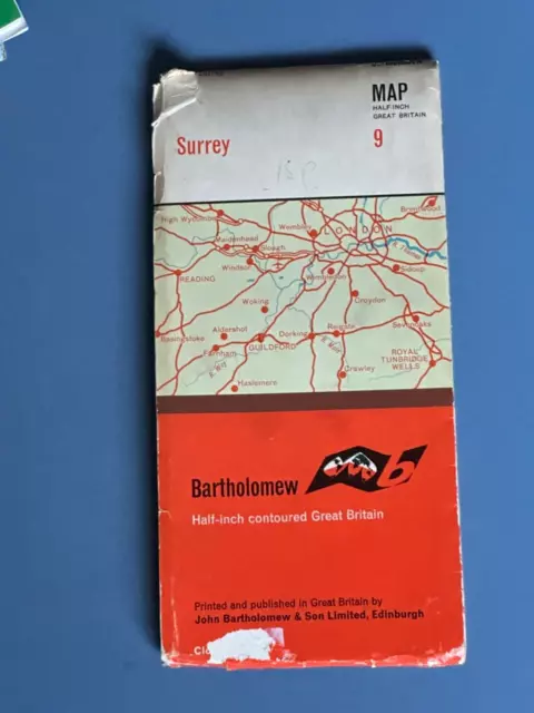 Bartholomew, Half Inch Cloth Map, No: 9,  Surrey