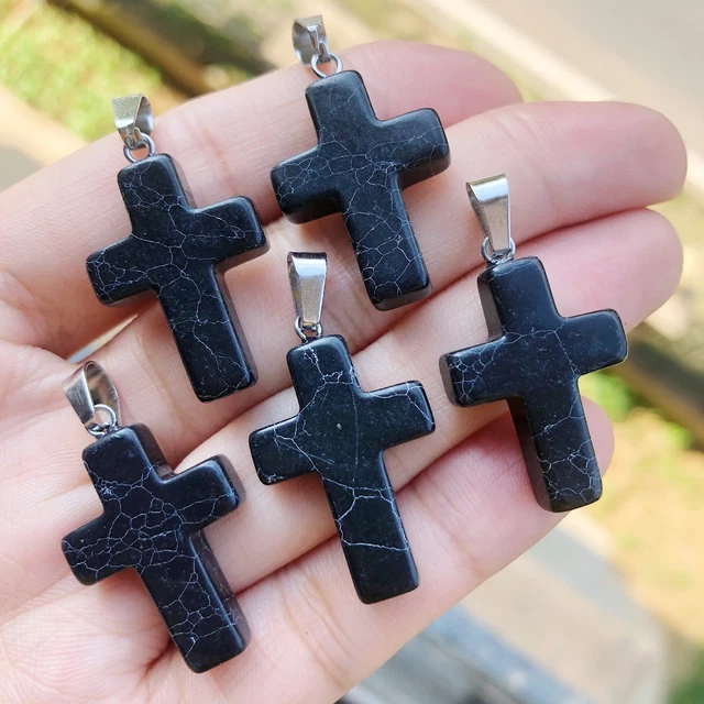 Black Tuquoise Gem Tree Of Life Necklace Chakra Cross Reiki Healing Amulet