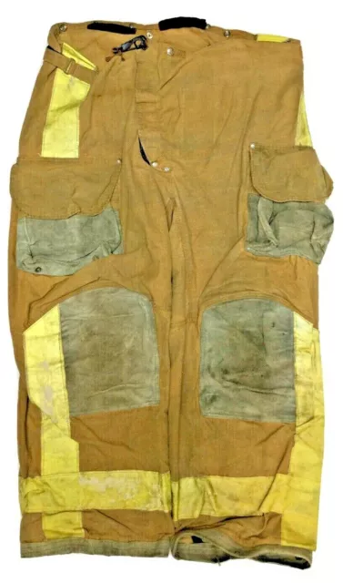 44x29 Janesville Lion Brown Firefighter Turnout Pants Yellow No Liner PNL-28