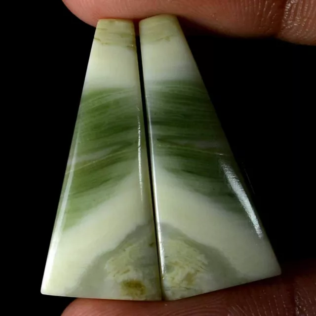 21.60 Karat 100% Natürliches Grün Opal Paar Passende Brillant Cabochon Edelstein