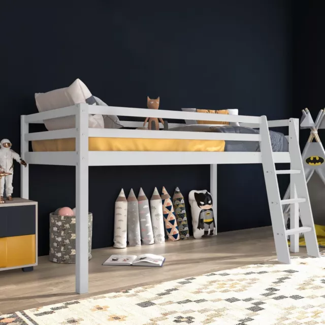 KIDS BUNK BEDS Cabin Bed Mid Sleeper Loft Bed Single Childrens Pine