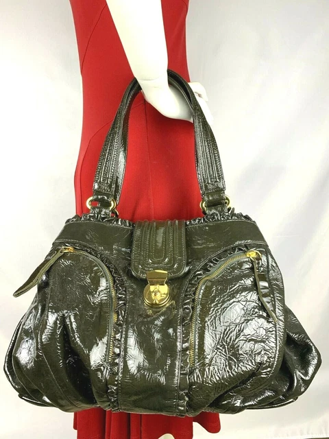 Treesje Divino Large 3 compartment Sage Green Patent Leather Satchel Handbag