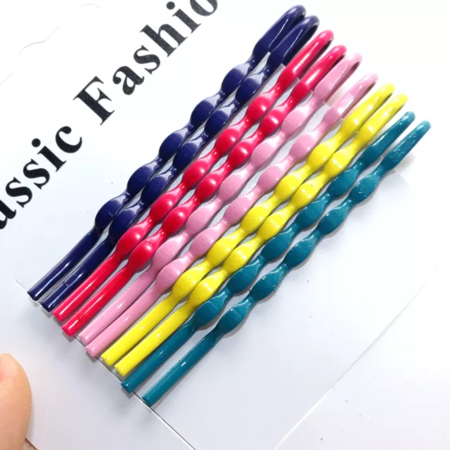 40 Mixed Color Metal Wave Flat Top Bobby Hair Pin Clips 62mm Salon Styling