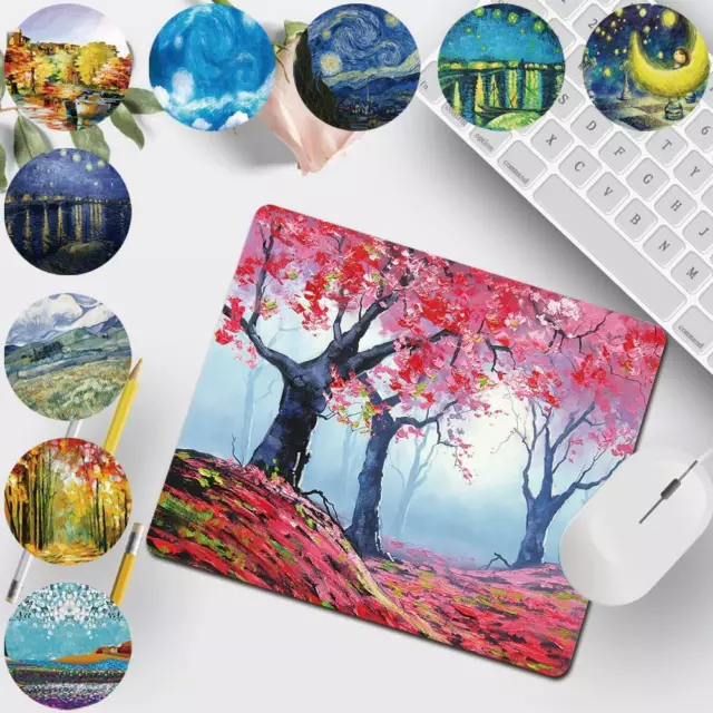 Paint Patterns Anti-Slip Leather Desk Mouse Mat Pad Laptop Office Computer Hom