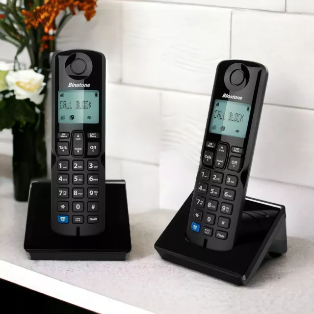 Binatone VEVA 2700 Twin Cordless Phone Call Block 10hr Talk 80-Num Phone Black
