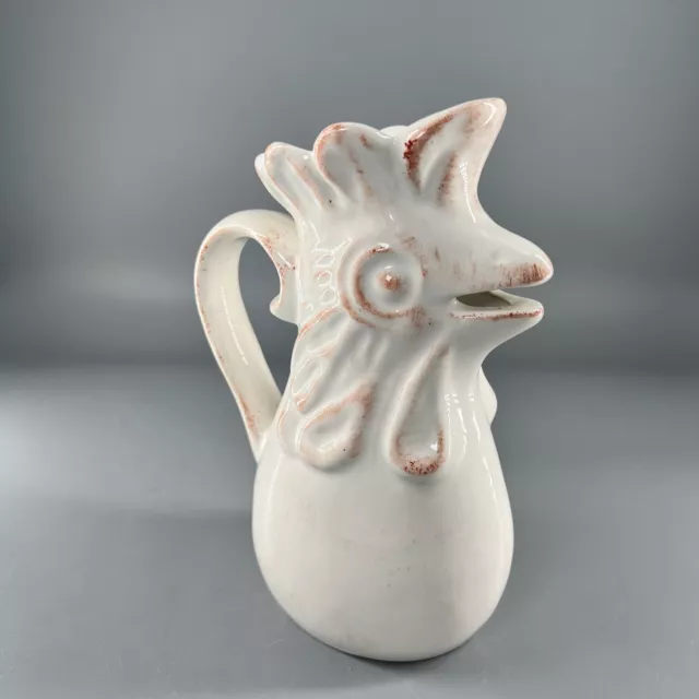 Made in Portugal Rooster Chicken Ceramic Creamer Pitcher Beak Spout Cottage Core