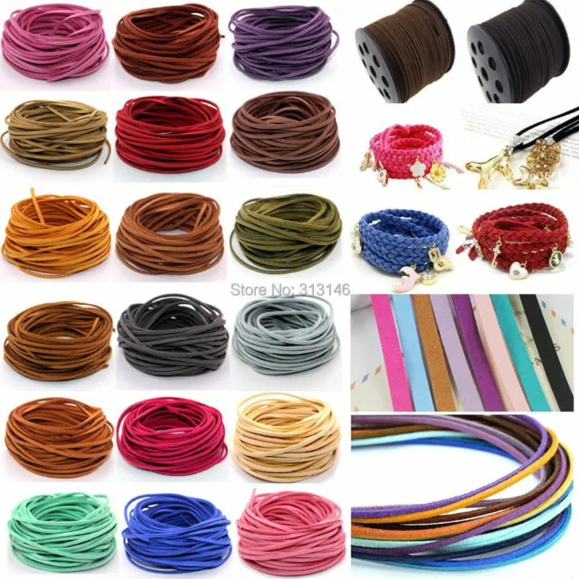 10yds Flat Faux Suede Cords 3mm Braided Velvet Beading Strings Jewelry Making Ac