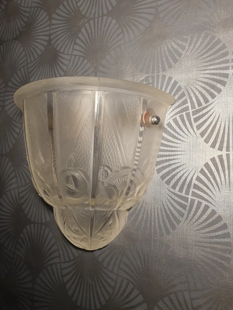 ancienne applique murale lampe art déco HETTIER & VINCENT vasque en verre lustre 7