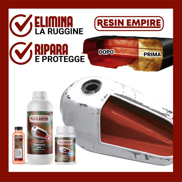 Kit Trattamento Bonifica Serbatoio Ripara Rigenera Antiruggine moto piccolo 10l✅