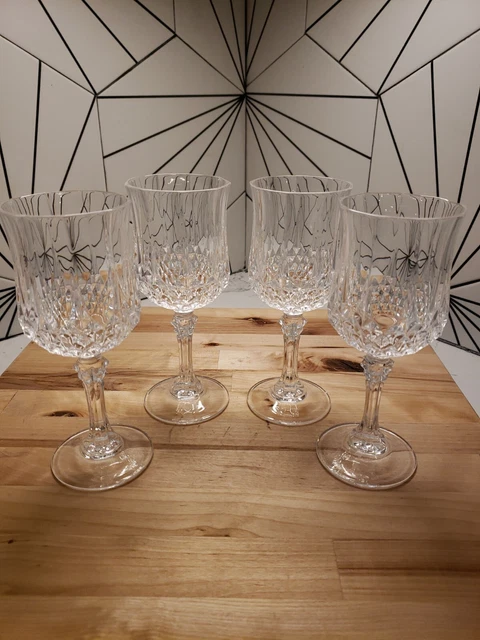 Vintage Crystal D'Arques Longchamp Wine Glasses Genuine Lead Crystal Set Of 4