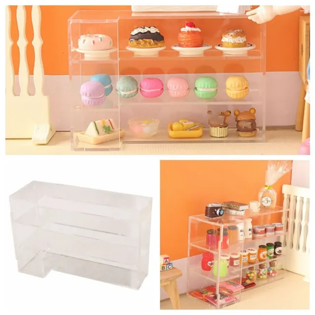 Transparent Cake Display Rack Miniature Shop Counter Dollhouse Bread Showcase