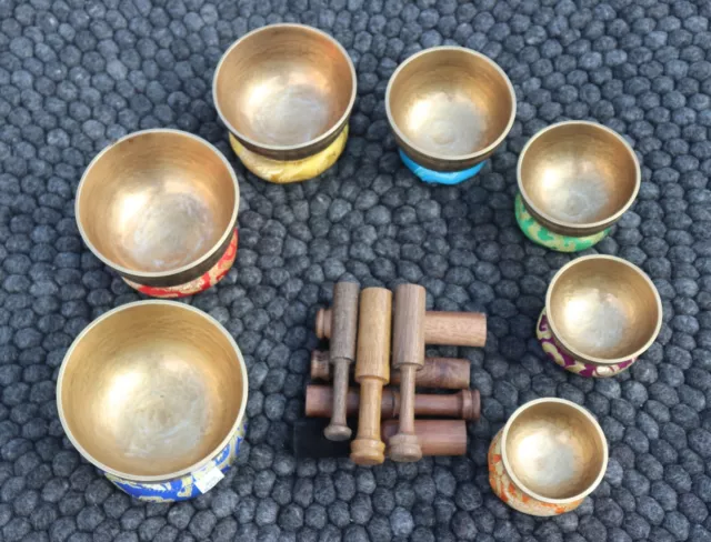 Set of 7tibetan Singing Bowl-Use For Yoga, meditation, sound-Handmade in Nepal