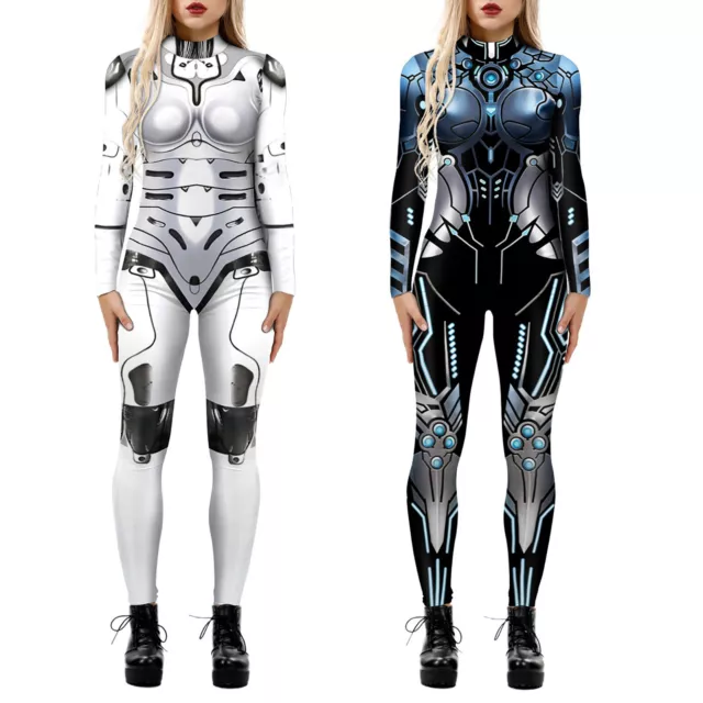 WOMEN HALLOWEEN PARTY Cosplay Astronaut Space Costumes Robot 3D Printed  Jumpsuit $19.31 - PicClick
