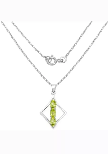 Lovely Natural Woman's 14 K White Gold Over Solid Sterling Silver Peridot 18...