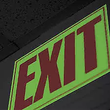 🎯 Glow In The Dark EXIT SIGN PHOTOLUMINESCENT 10"W X 9"H Heavy Duty Vinyl